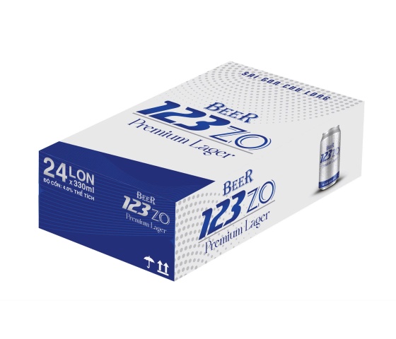 Thùng 24 lon bia 123 ZO Premium Lager 330ml